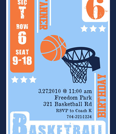 Basketball Birthday Party Printable Invitation
